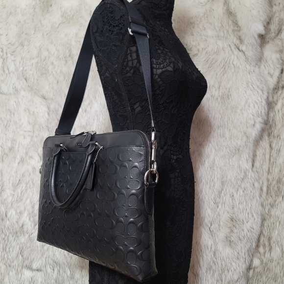 NWT COACH RARE SIGNATURE LEATHER DESIGNER BUSINESS BAG laptop computer Atache - Picture 4 of 14